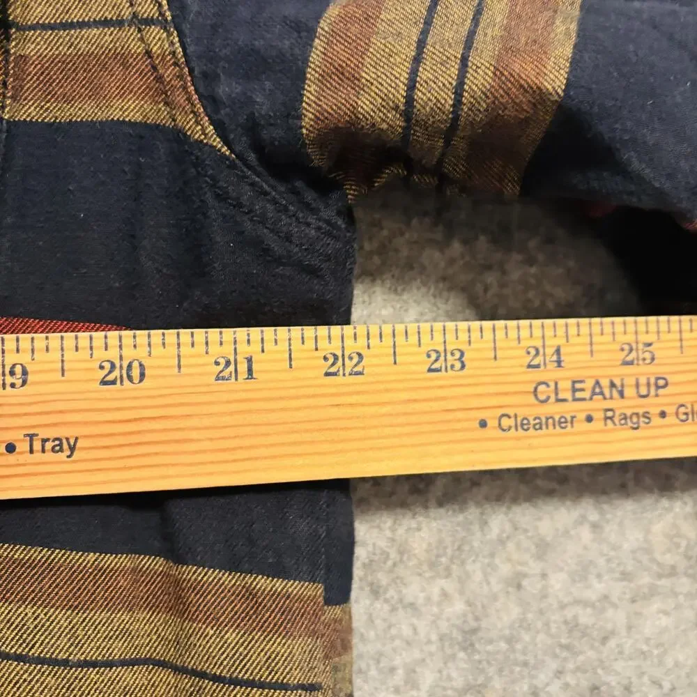 The North Face Mens Medium Blue Brown Striped Flannel Sherpa Lined Campshirt
